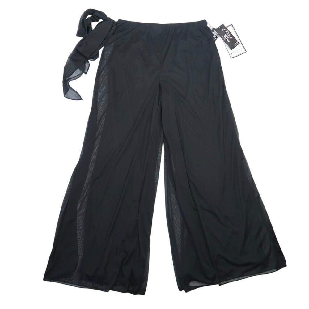 Vintage Y2K Alex Evenings Black Mesh Wide Leg Palazzo Pants M